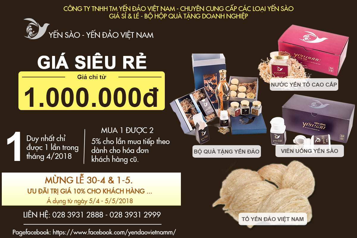 Mua yến sào tổ ngày lễ 30-4, 1-5 bạn được quà gì ???