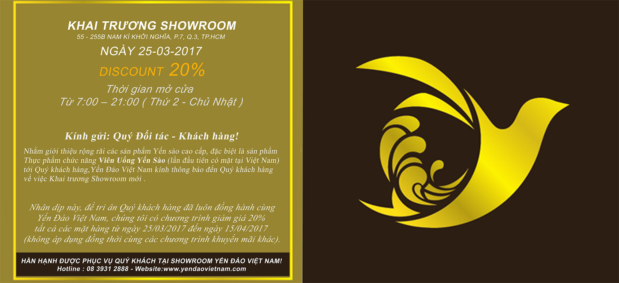 Yến Đảo Việt Nam - Khai trương Showroom tại TP HCM